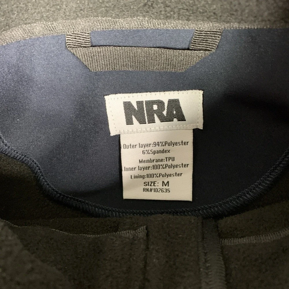 NRA Jacket Medium Insulated Neoprene Like Outer Full Zip Fleece Lined